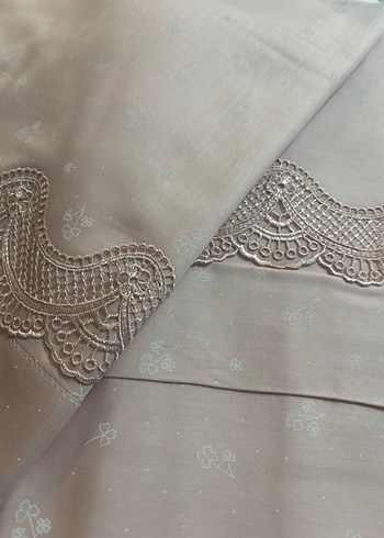 Nakışlı Bej Nevresim ve Çarşaf Takımı - Görsel 3