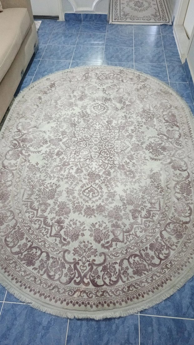 Bej ve mor Desenli Oval Halı - Görsel 3
