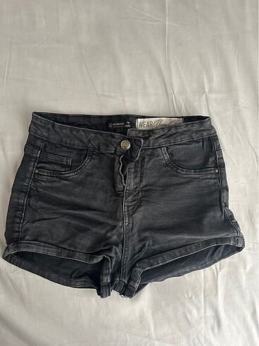bershka koyu gri kot şort esnek
