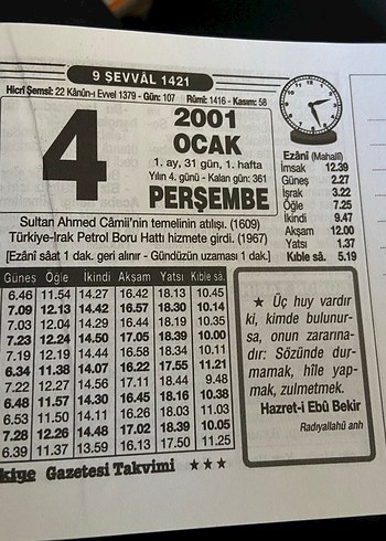 Takvim Yaprağı 2001 Yılı
İlanı satın almayınız - Görsel 4
