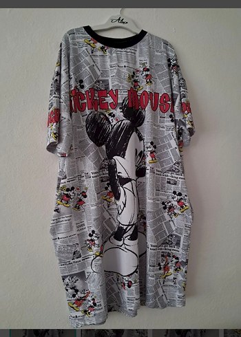 Diğer Mickey Mouse Baskili Rahat Uzun Elbise
