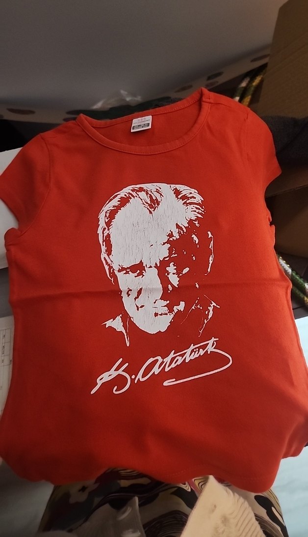 Kırmızı Atatürk Baskılı Çocuk Tişörtü - Görsel 4