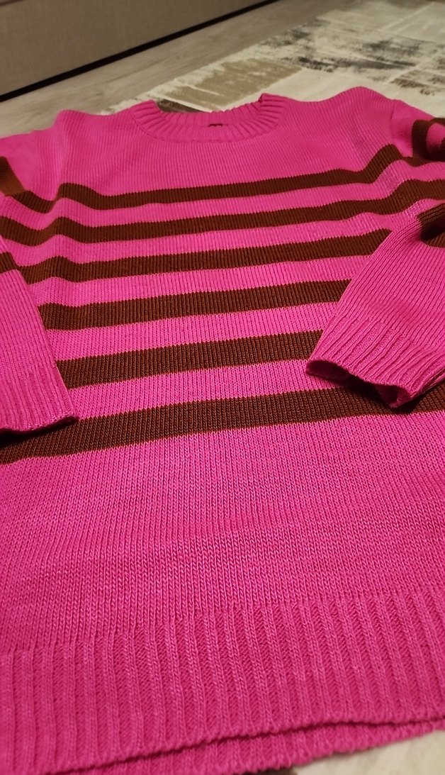 Renkli Çizgili Örgü Kadın Kazak - Görsel 3