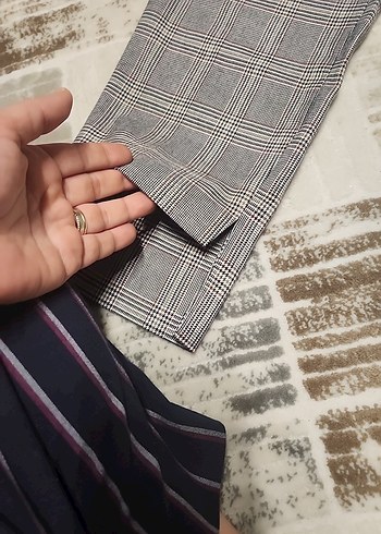 Gri Ekoseli Kadın Kumaş Pantolon - Görsel 4