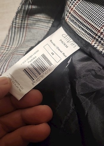 Gri Ekoseli Kadın Kumaş Pantolon - Görsel 9