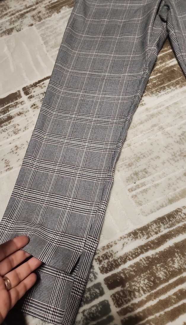 Gri Ekoseli Kadın Kumaş Pantolon - Görsel 5