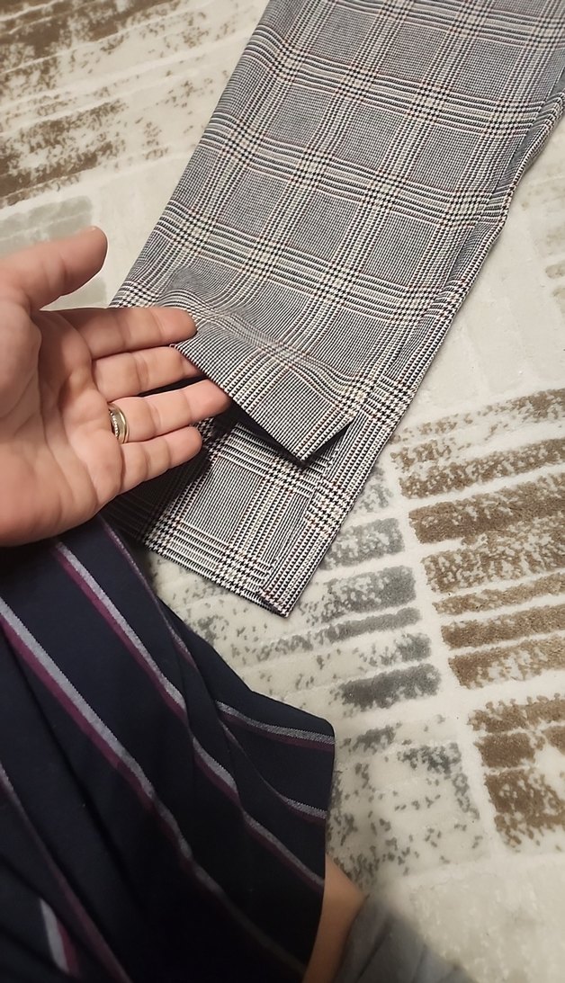 Gri Ekoseli Kadın Kumaş Pantolon - Görsel 4