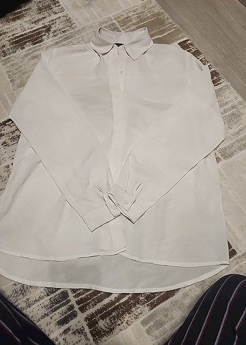 Düğmeli Beyaz Kadın Gömlek - Görsel 10
