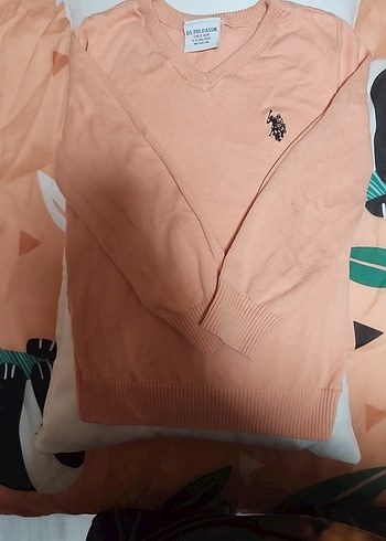 Bej V Yaka Kız Çocuk Triko Kazak - Görsel 3