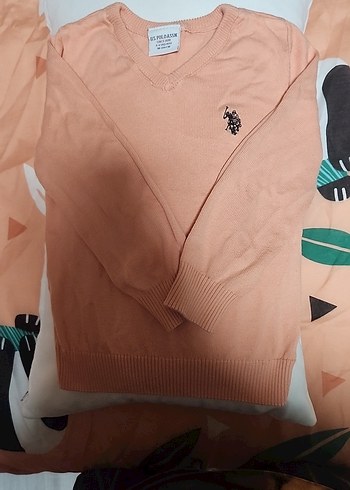 Bej V Yaka Kız Çocuk Triko Kazak - Görsel 2