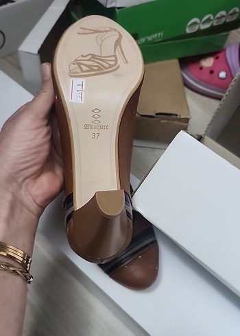 Kahverengi Deri Stiletto Kadın Ayakkabı - Görsel 5