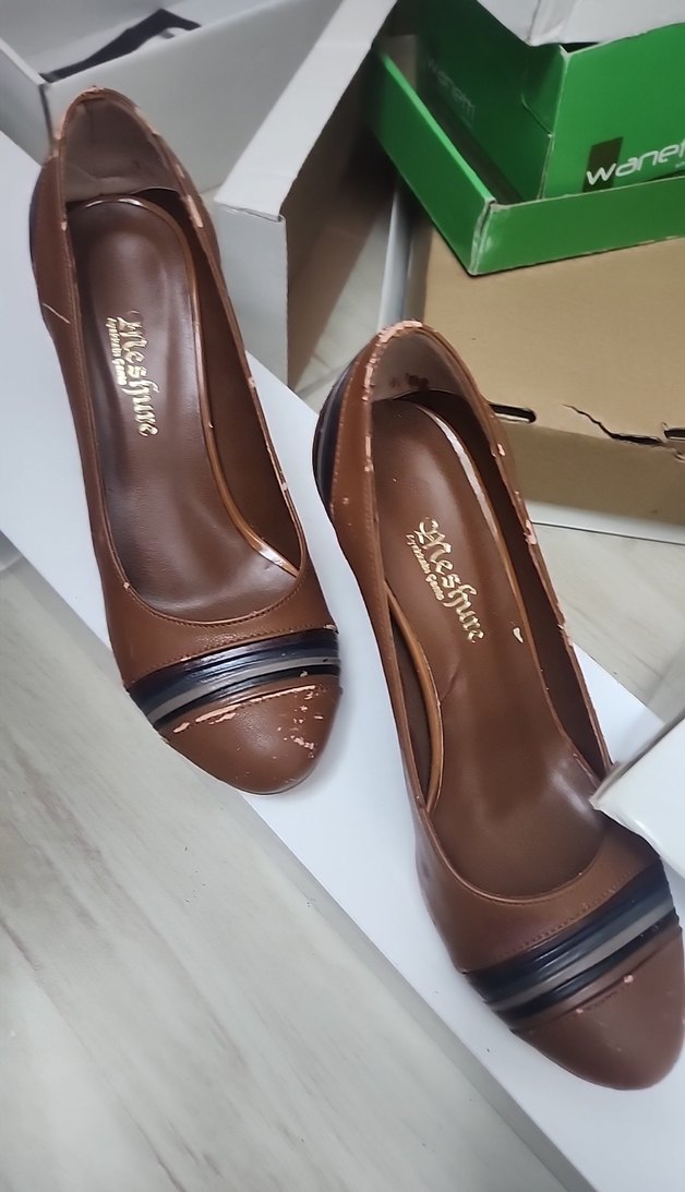 Kahverengi Deri Stiletto Kadın Ayakkabı - Görsel 3