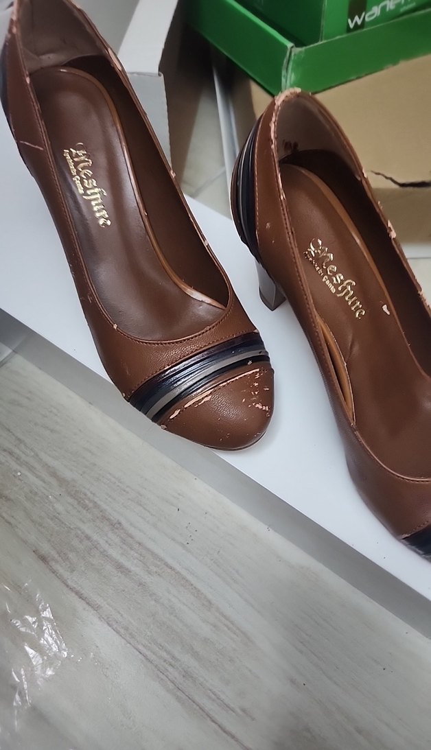 Kahverengi Deri Stiletto Kadın Ayakkabı - Görsel 2