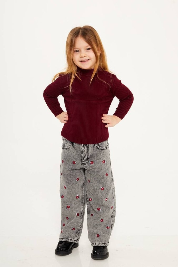 zara gri çiçekli kot - Görsel 2