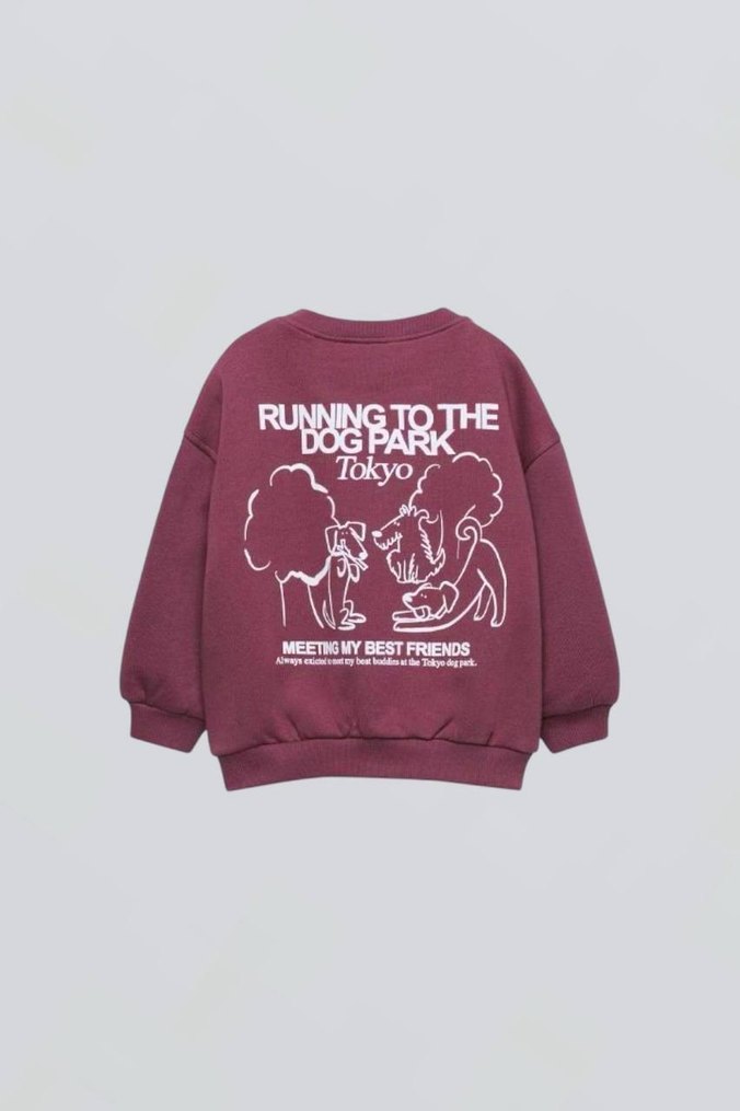 Bordo Kadife Kız ve erkek Çocuk Eşofman Takımı - Görsel 2