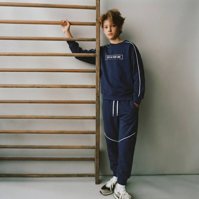 Erkek Çocuk Lacivert Rahat Kesim Eşofman Takımı - Görsel 3