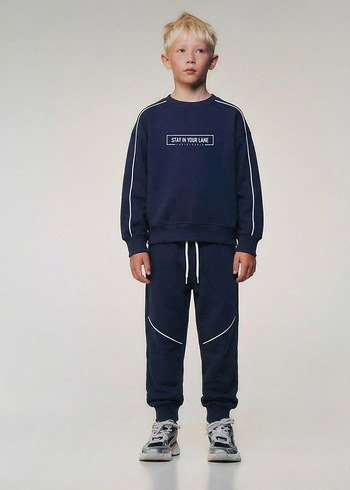 Lacivert Baskılı Erkek Sweatshirt ve Eşofman Takımı - Görsel 3