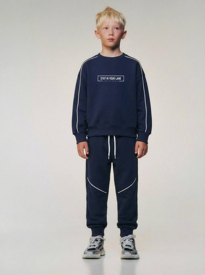 Lacivert Baskılı Erkek Sweatshirt ve Eşofman Takımı - Görsel 3