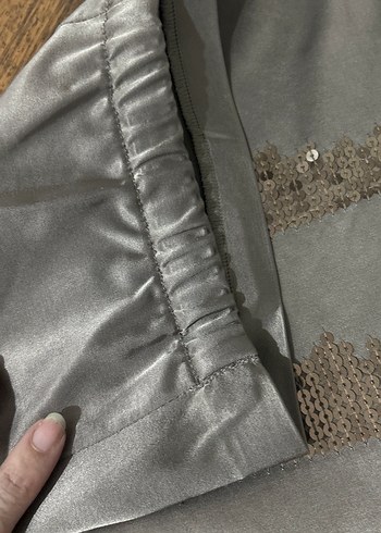 Adil ışık Kahverengi puldetaylı straplez üst ve  Mini Etek takım - Görsel 4