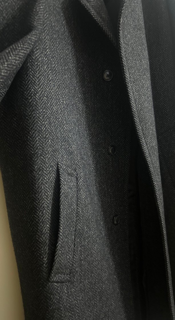 Gri Yün Düğmeli Midi Erkek Kaban - Görsel 5