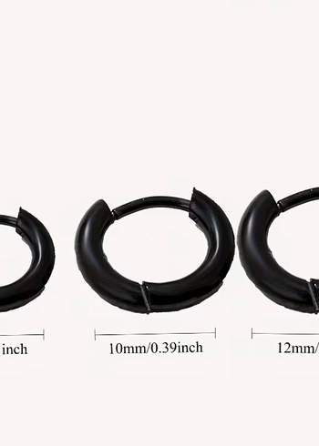 Siyah Minimalist Midi Çelik Küpeler 3 çift - Görsel 4