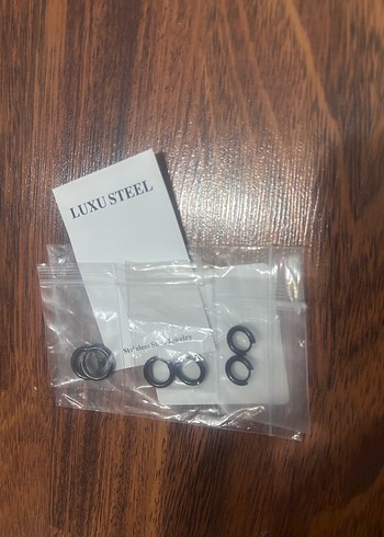 Siyah Minimalist Midi Çelik Küpeler 3 çift - Görsel 7