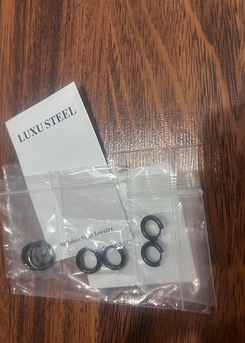 Siyah Minimalist Midi Çelik Küpeler 3 çift - Görsel 6