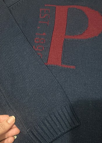 Mavi Baskılı Triko Kadın Kazak - Görsel 4