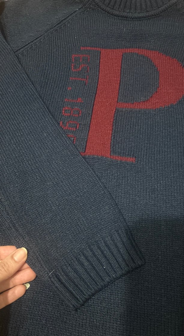 Mavi Baskılı Triko Kadın Kazak - Görsel 4