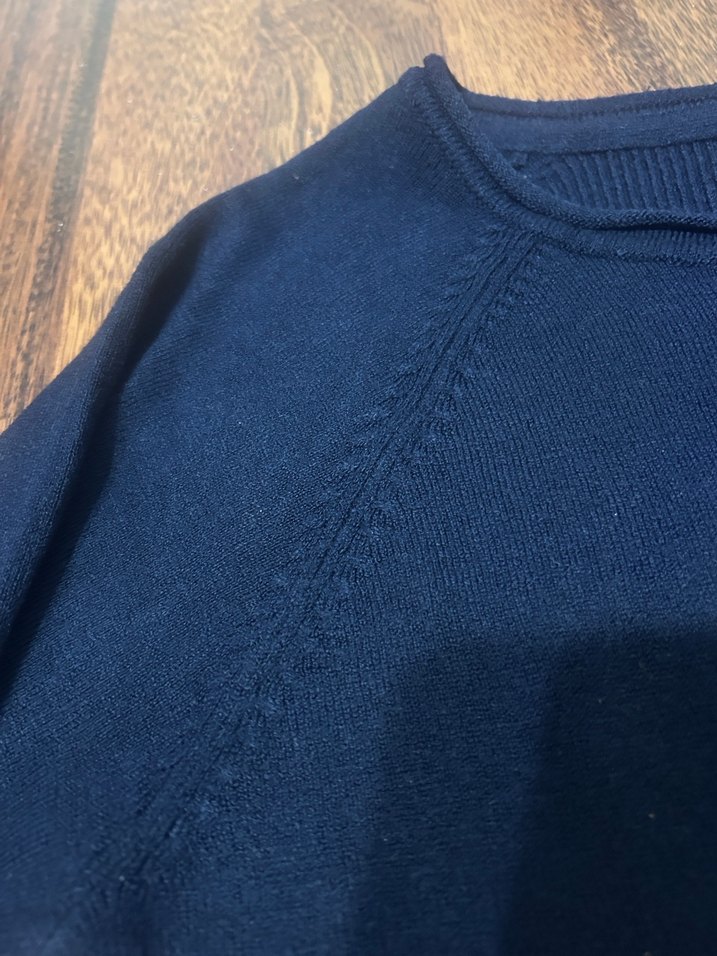 Lacivert İnce Yünlü Uzun Kollu Kadın Kazak - Görsel 2