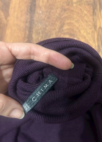 Mürdüm renkli Boğazlı İnce Triko Kazak - Görsel 3