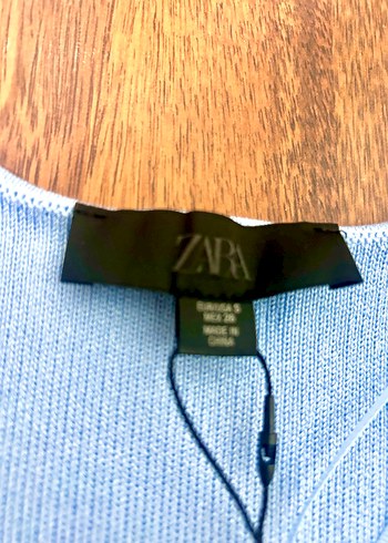 Zara Düğmeli Mavi Midi Kadın Yelek - Görsel 4