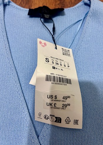 Zara Düğmeli Mavi Midi Kadın Yelek - Görsel 2