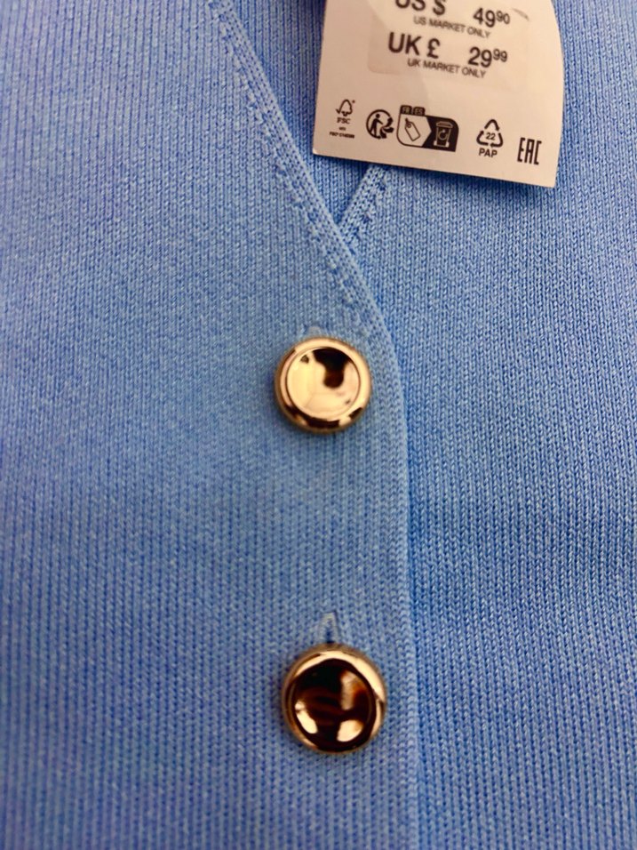 Zara Düğmeli Mavi Midi Kadın Yelek - Görsel 3