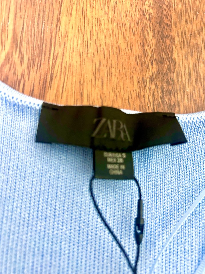 Zara Düğmeli Mavi Midi Kadın Yelek - Görsel 4