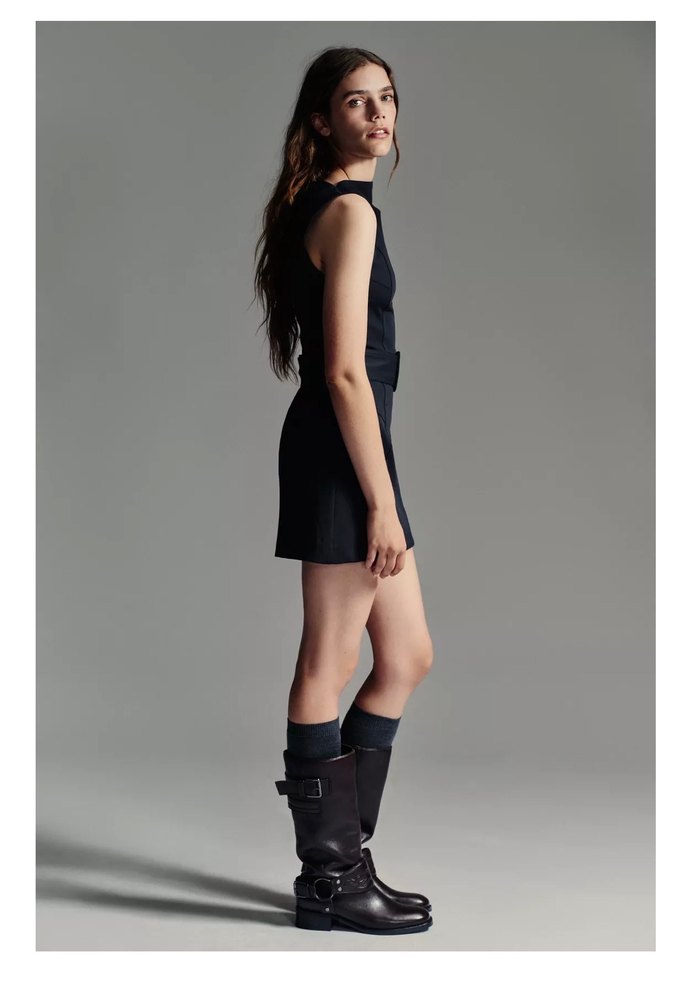 Zara Lacivert Kemerli Midi Elbise - Görsel 5