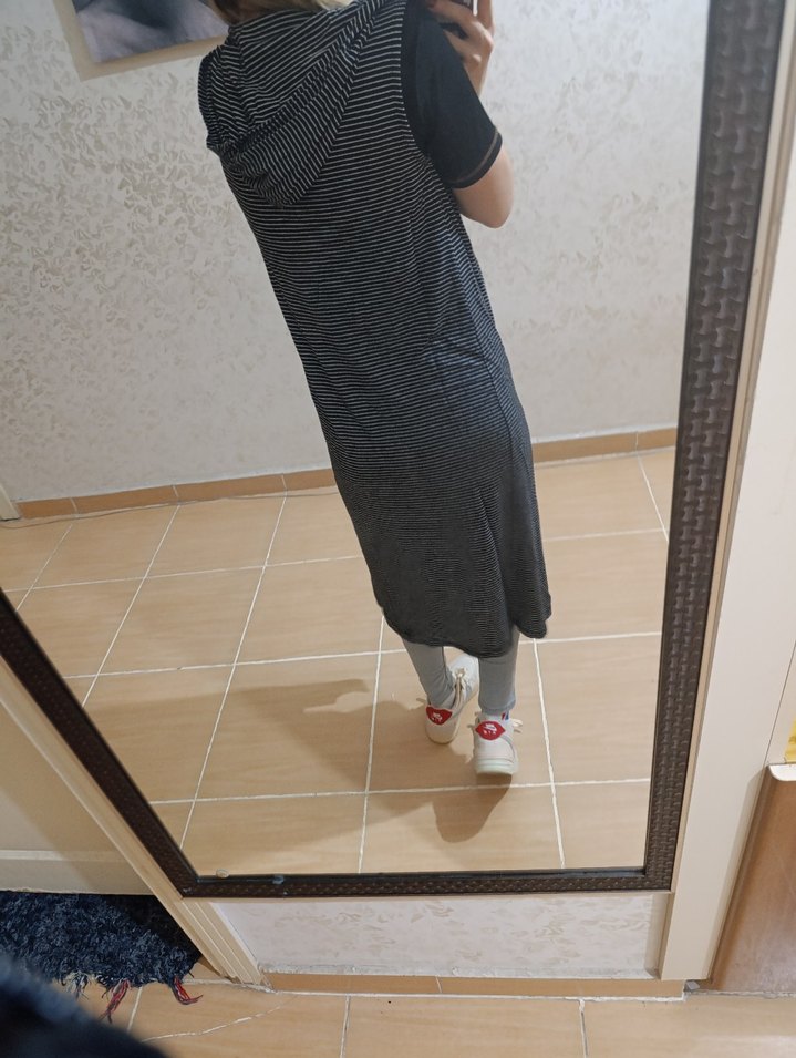 Gri Kapüşonlu Kadın Denim Kapama - Görsel 4