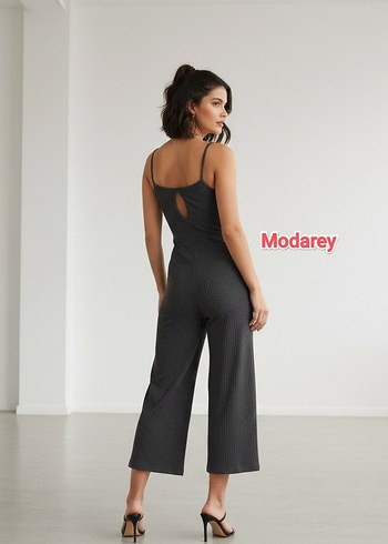 Gri İnce Askılı Kadın Midi Tulum - Görsel 2