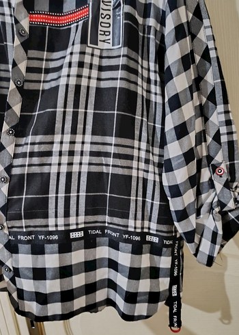 BÜYÜK BEDEN Ekoseli Siyah Gri Gömlek - Görsel 4