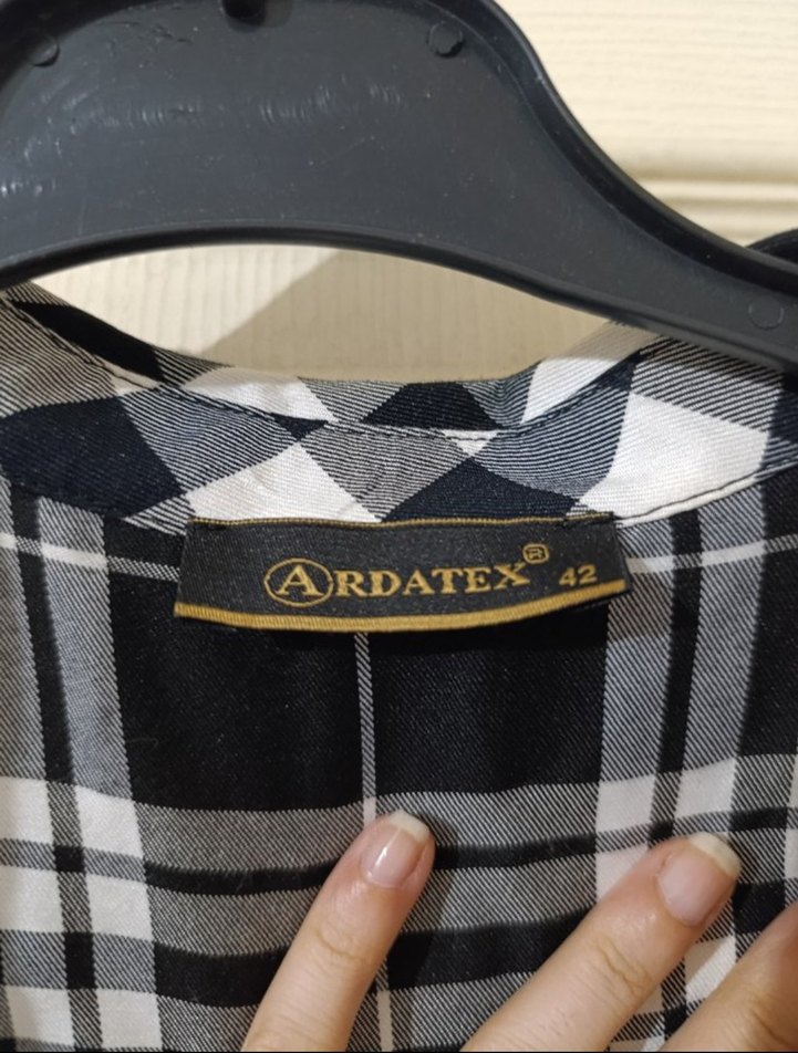 BÜYÜK BEDEN Ekoseli Siyah Gri Gömlek - Görsel 5