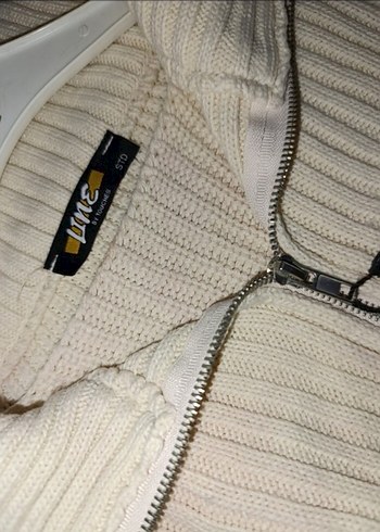 Bej Yarım Fermuarlı Örgü Kazak - Görsel 5