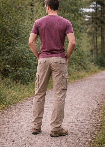 Erkek Camel Rahat Kesim Kargo Pantolon - Görsel 2