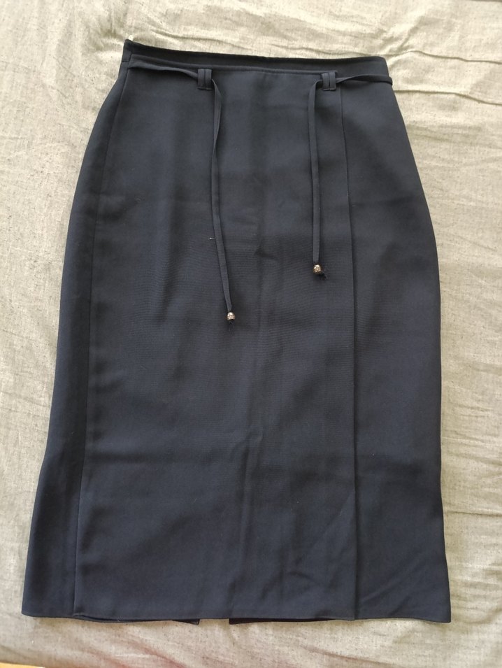 Navy Midi Drapeli Kadın Çift Taraflı Etek - Görsel 2