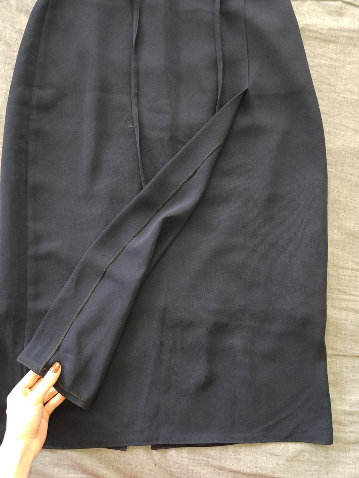 Navy Midi Drapeli Kadın Çift Taraflı Etek - Görsel 4