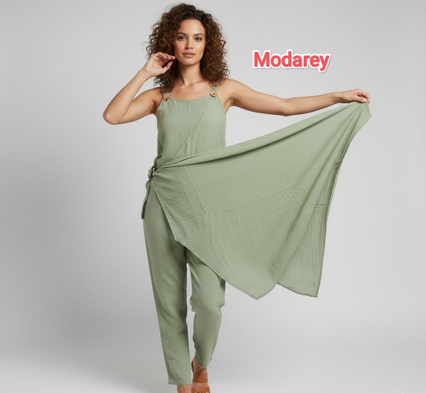 Keten Askılı Midi Seyyah Tulum - Görsel 2