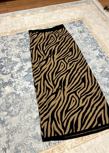Kahverengi Zebra Desenli Bohem etek