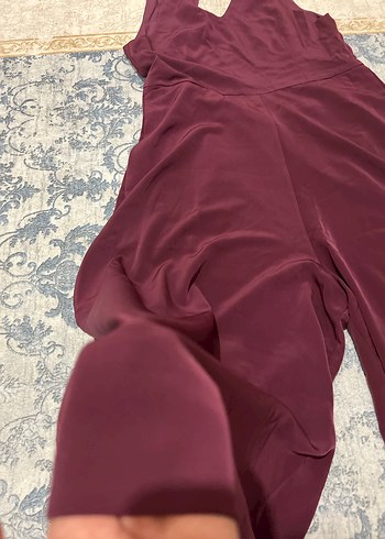 m Beden bordo Renk Bordo Uzun Kollu V Yaka Kadın Tulum