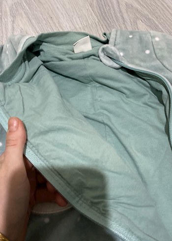 Kız Bebek Gri Nakışlı Fermuarlı uyku Tulumu - Görsel 5