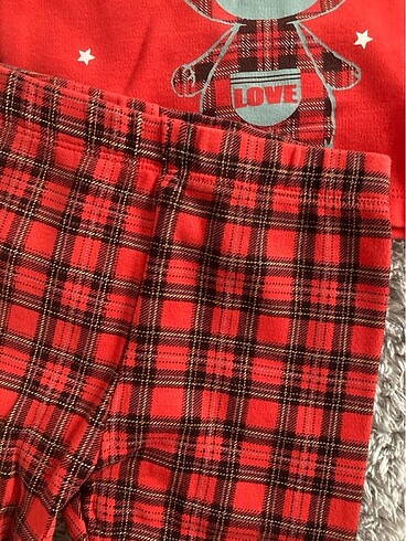 9-12 Ay Beden kırmızı Renk Pijama takımı