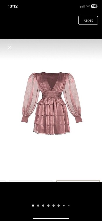 Pembe organze gece elbisesi